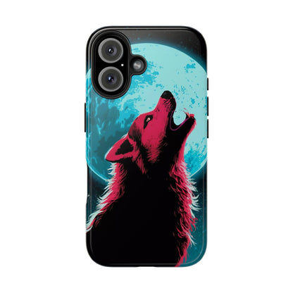 Teal Moon Wolf Serenade Tough Phone Case