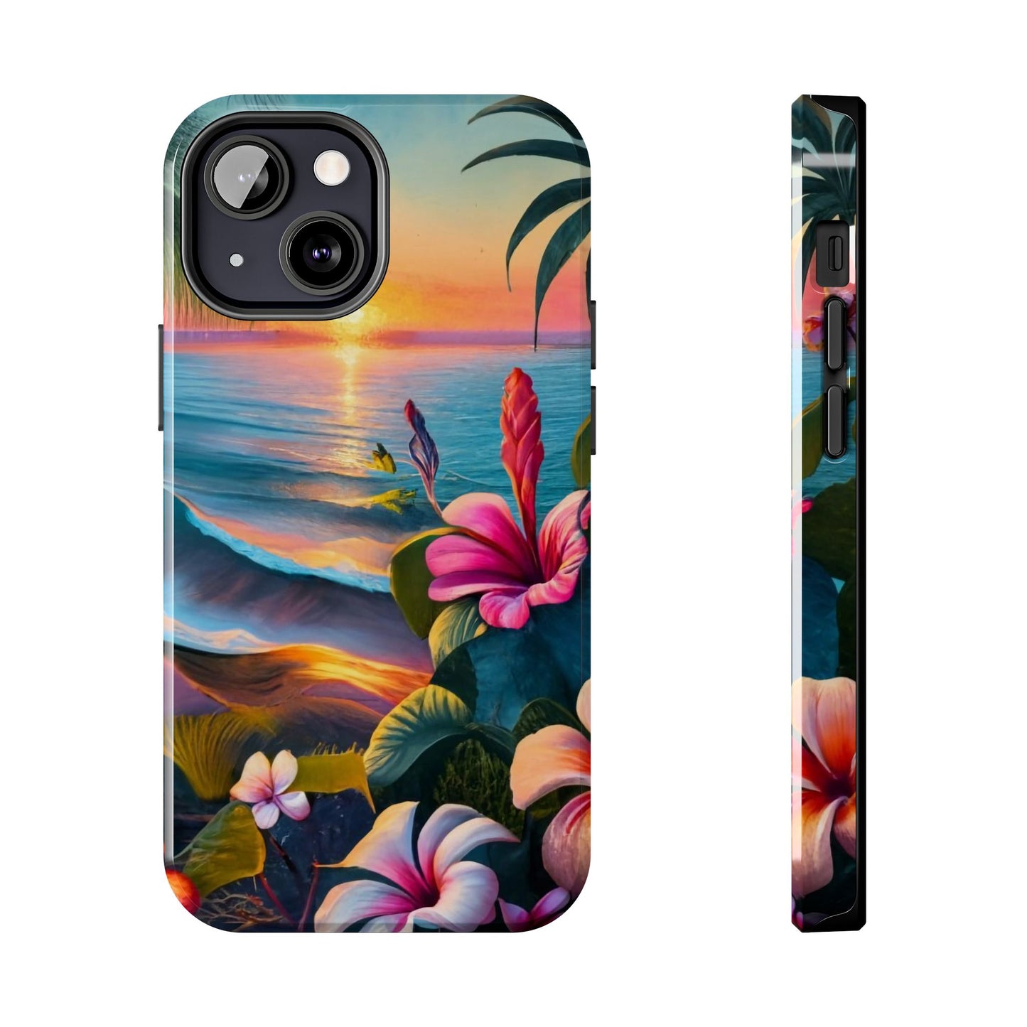 Sunset Beach Hibiscus Palms Tough Phone Case