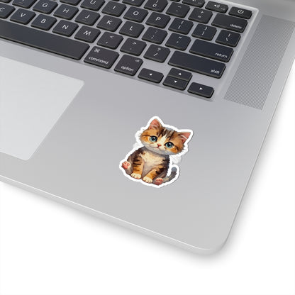 Whimsical Kitty Watercolor Cartoon Sticker