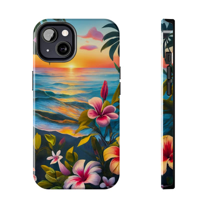 Sunset Palms and Hibiscus Tough Phone Case