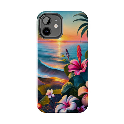 Sunset Beach Hibiscus Palms Tough Phone Case