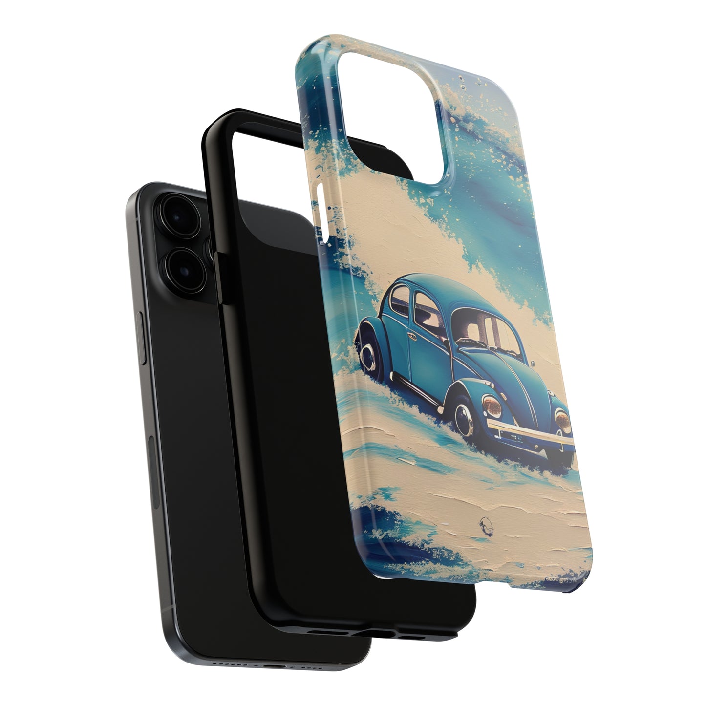 Wave Chasing Painted Blue VDub Beetle - Tough Phone Case