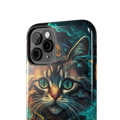 Cartoon Cat Pirate Starry Night Tough Phone Case