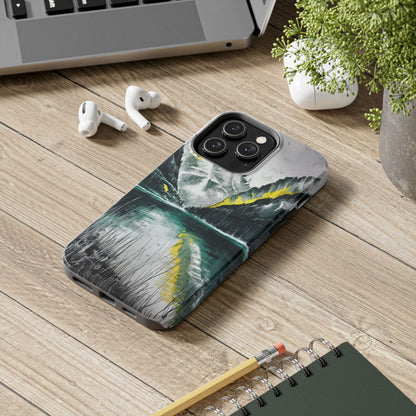 Serene Valley Charcoal Landscape Tough Phone Case