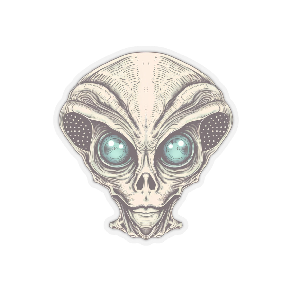 Tan Alien Head Vinyl Sticker