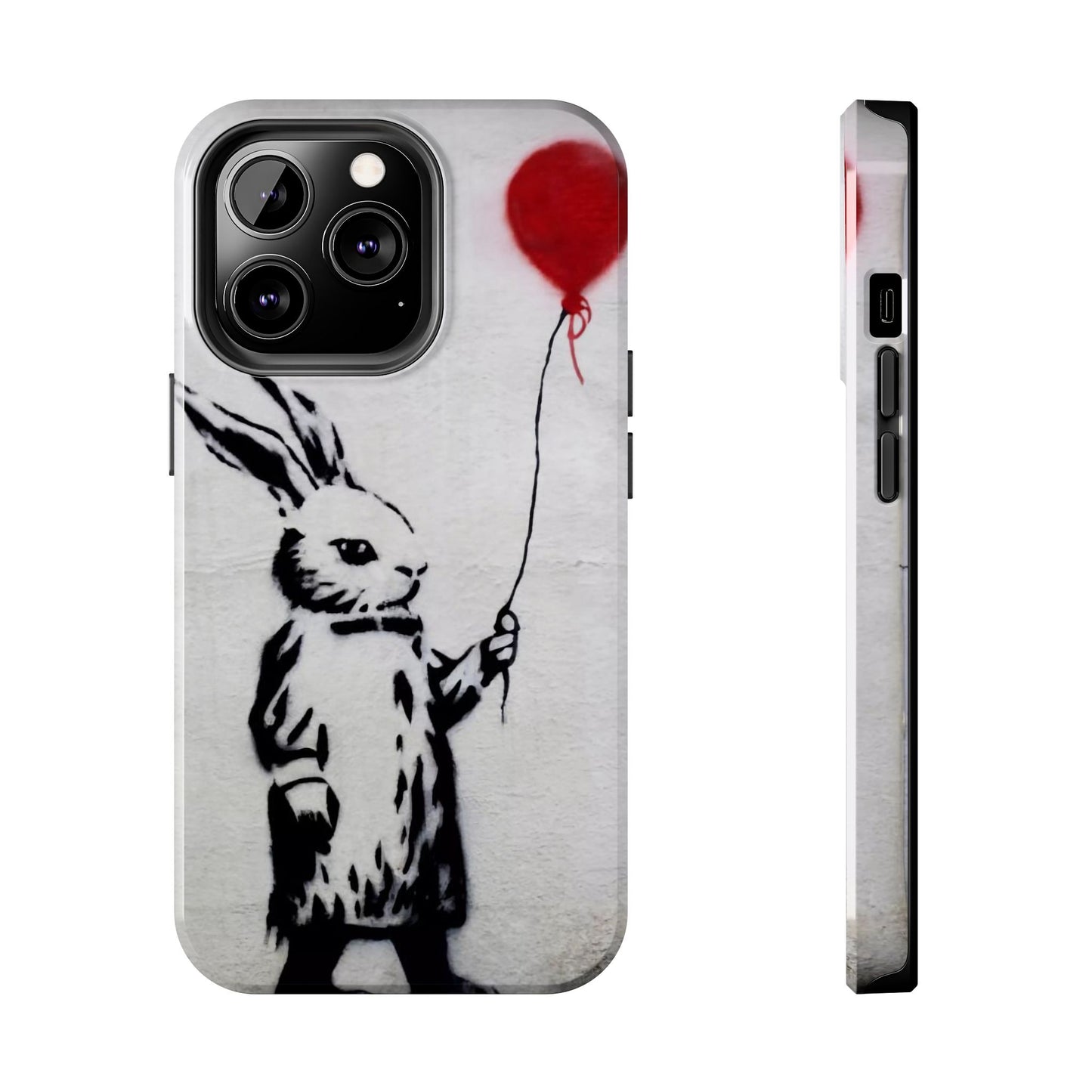 Banksy-Inspired Rabbit Balloon Escape Tough Phone Case