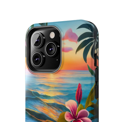 Sunset Palms and Hibiscus Tough Phone Case
