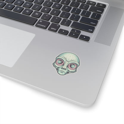 Pale Green Alien Head Vinyl Sticker