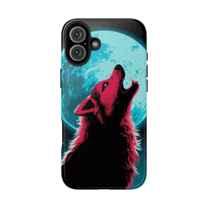 Teal Moon Wolf Serenade Tough Phone Case