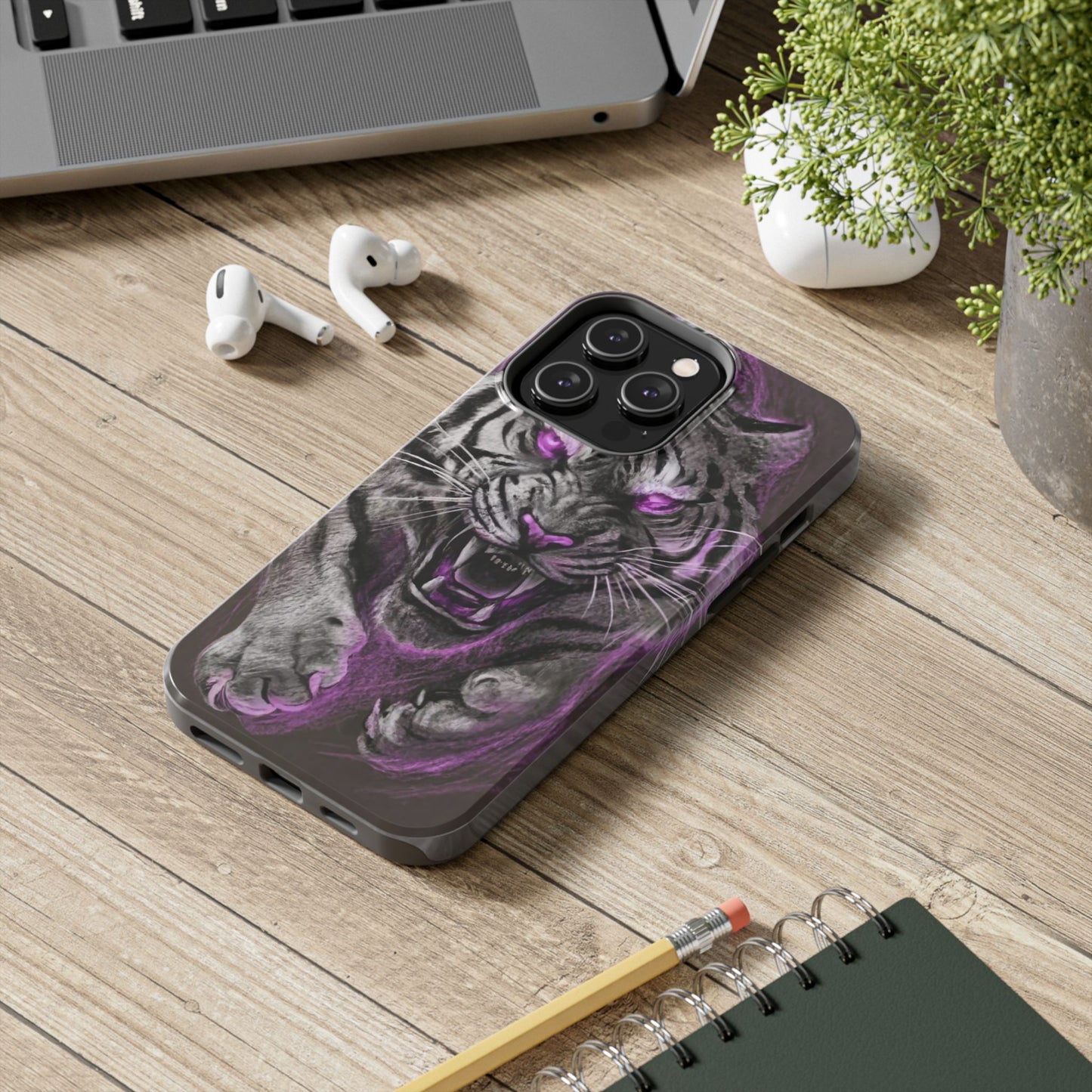 Enigmatic Hunter Tiger Sketch Tough Phone Case