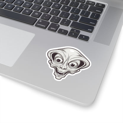 Bulging Eyes Alien Head Vinyl Sticker