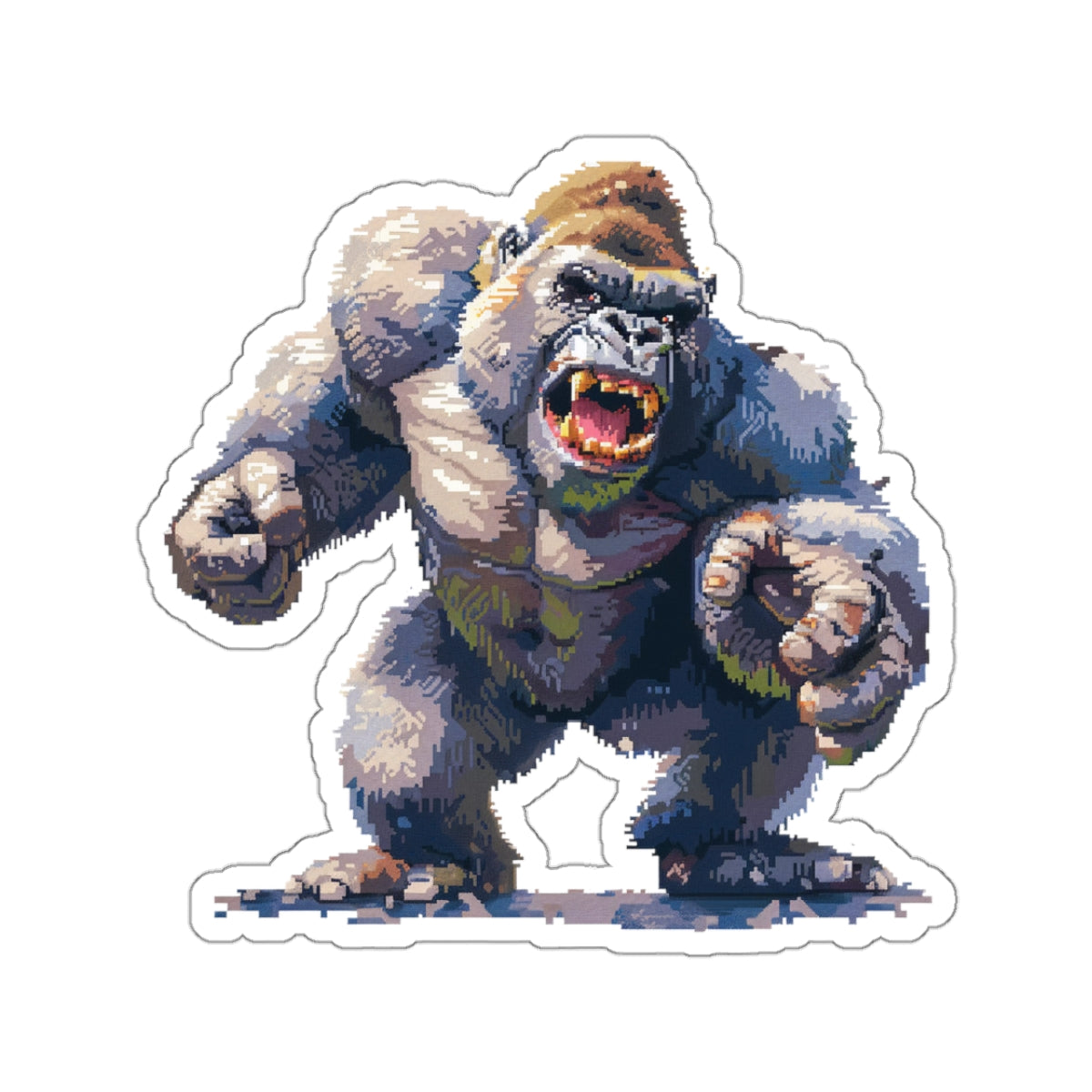 Pixelated Striking Gorilla Titan Vinyl Sticker