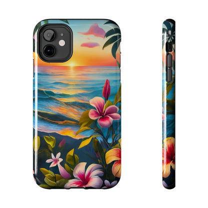 Sunset Palms and Hibiscus Tough Phone Case
