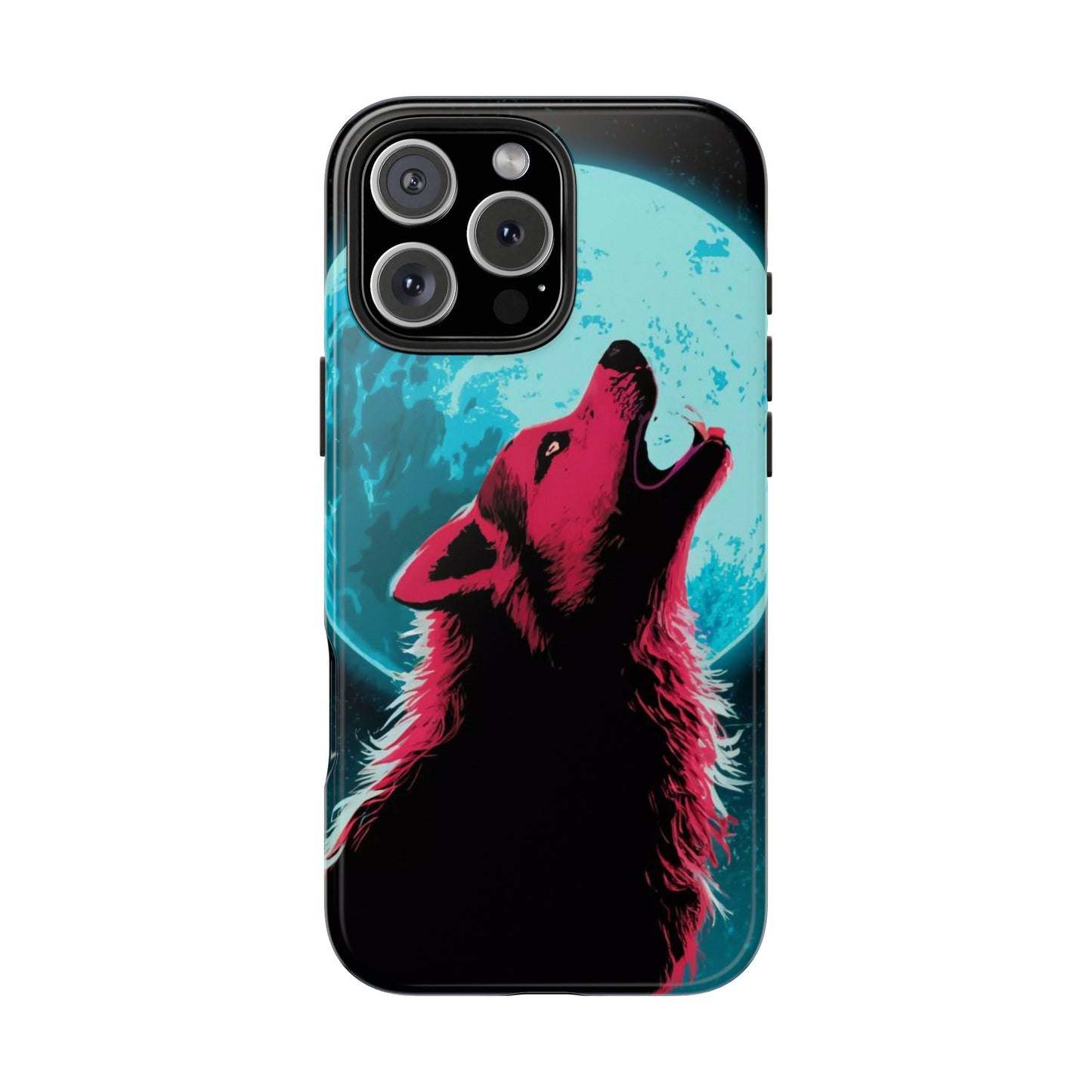 Teal Moon Wolf Serenade Tough Phone Case