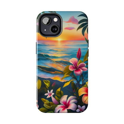Sunset Palms and Hibiscus Tough Phone Case