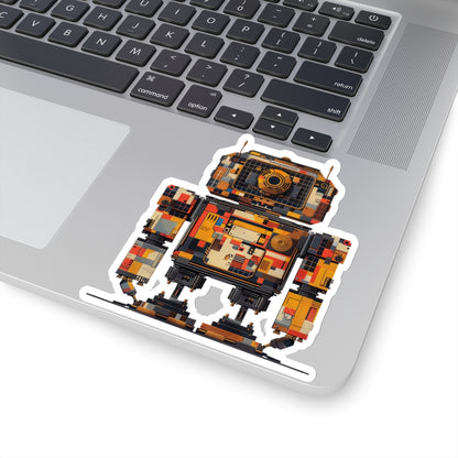 Quilted Patchwork Robot Vinyl Sticker