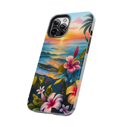 Sunset Palms and Hibiscus Tough Phone Case