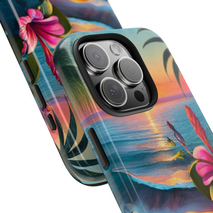 Sunset Beach Hibiscus Palms Tough Phone Case