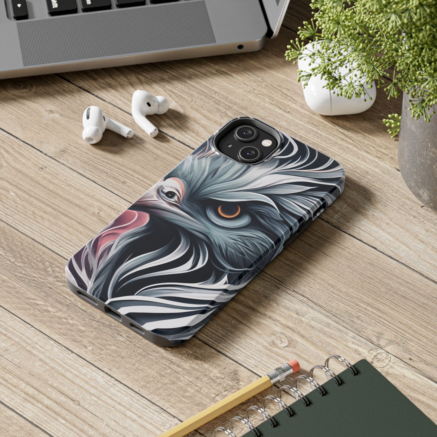 AviarySwirls Monochrome Bird Tough Phone Case