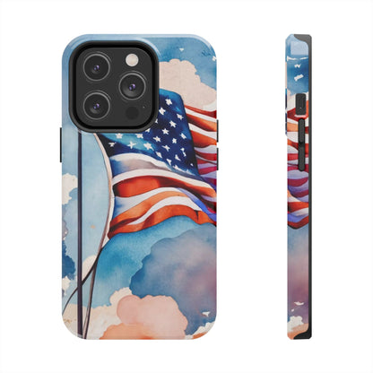 Windswept Patriot Watercolor Flag Tough Phone Case