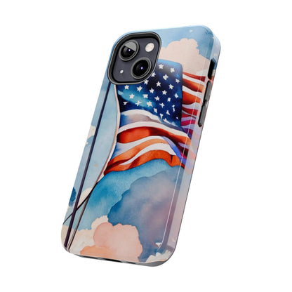 Windswept Patriot Watercolor Flag Tough Phone Case