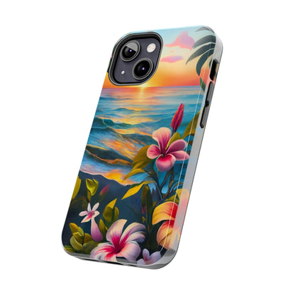 Sunset Palms and Hibiscus Tough Phone Case