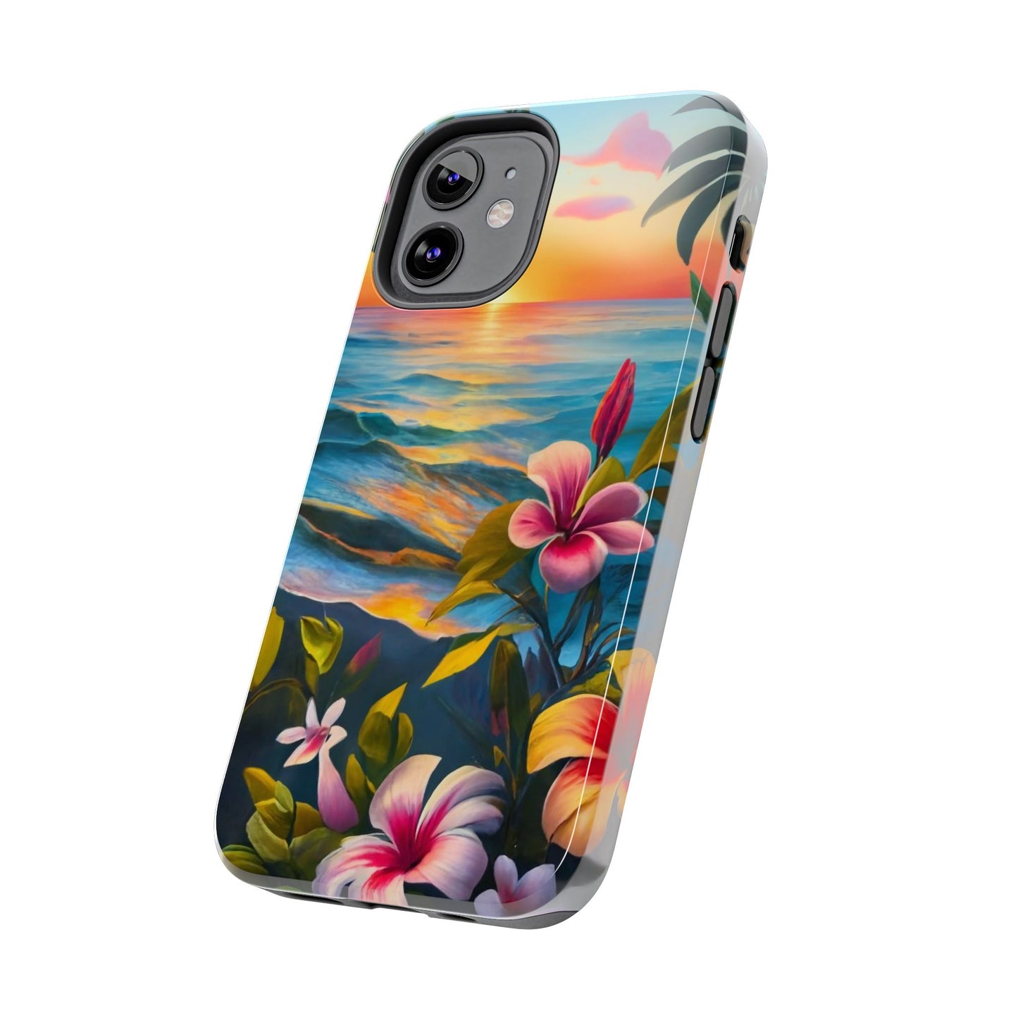 Sunset Palms and Hibiscus Tough Phone Case