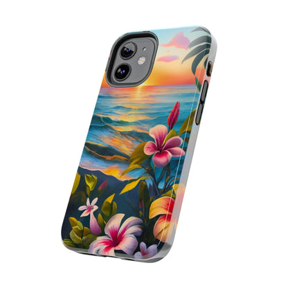 Sunset Palms and Hibiscus Tough Phone Case