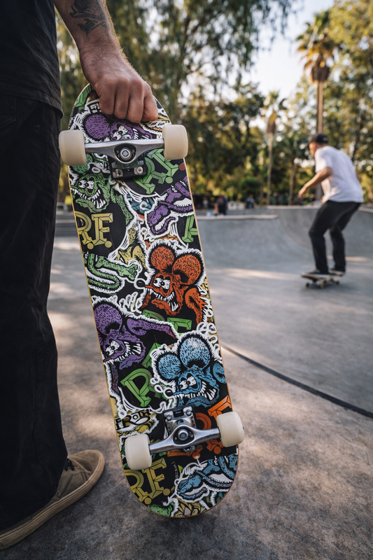 Rat Fink Stickerbomb - Custom Rat Fink Old School Skateboard