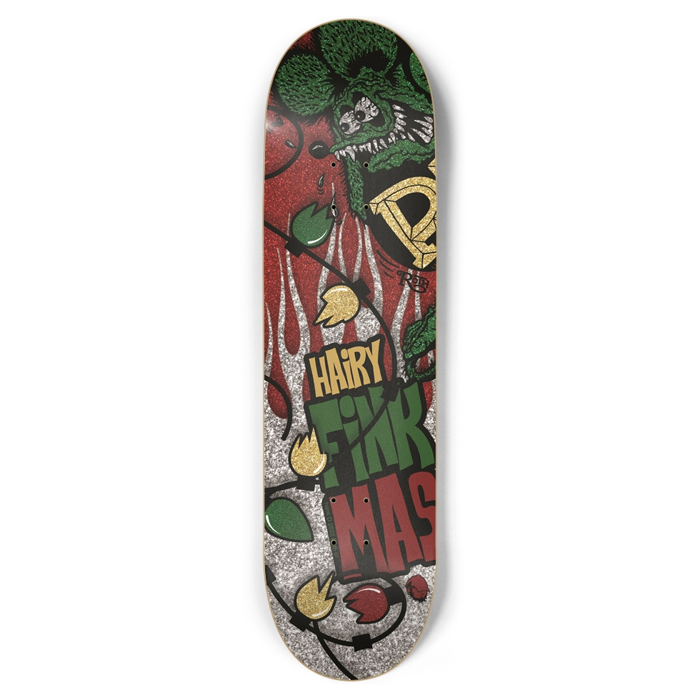 Hairy FinkMas - Custom Rat Fink 8.75 Inch Skateboard