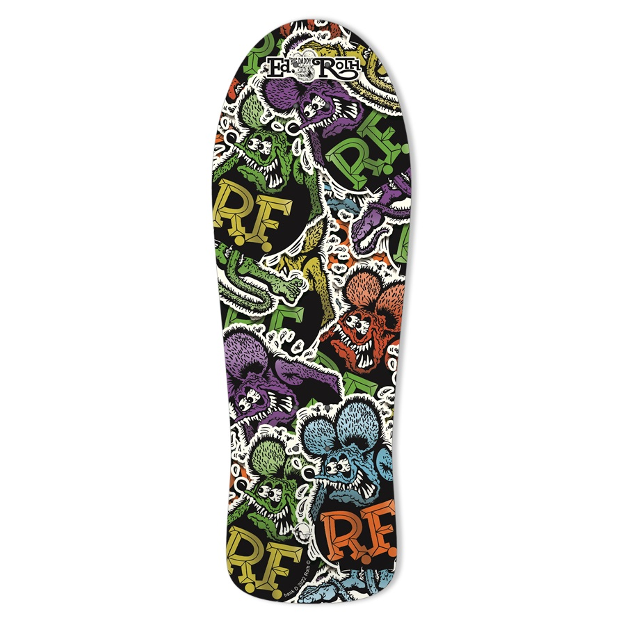 Rat Fink Stickerbomb - Custom Rat Fink Old School Skateboard