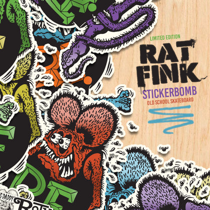 Rat Fink Stickerbomb - Custom Rat Fink Old School Skateboard